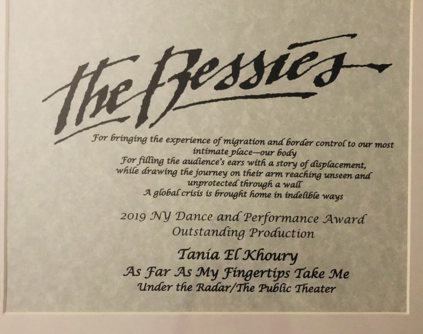 Receiving the 2019 Bessie Award